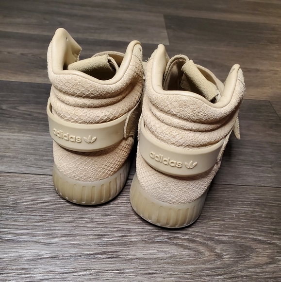 ADIDAS Tubular Invader Suede Strap Khaki High Top Sneakers - Picture 6 of 12